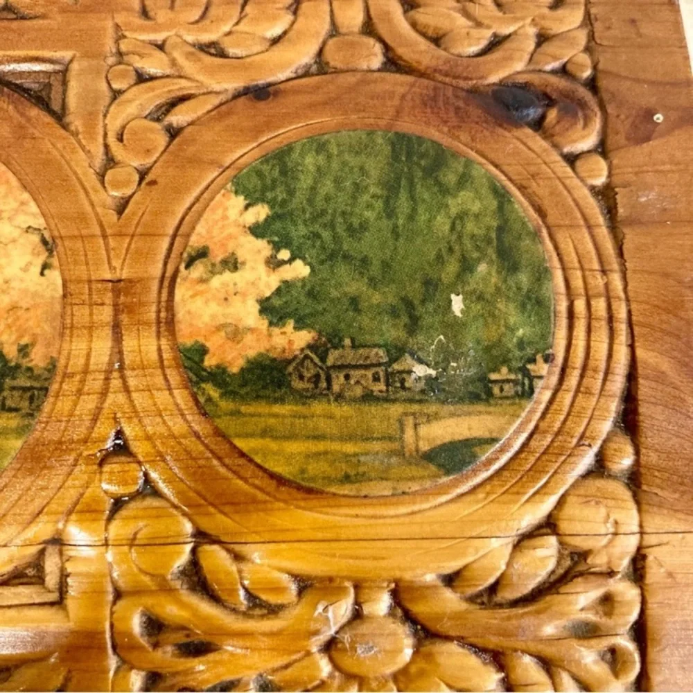 Scenic Carved Wood Box Document Box Glove Box Box Decorative Jewelry Box